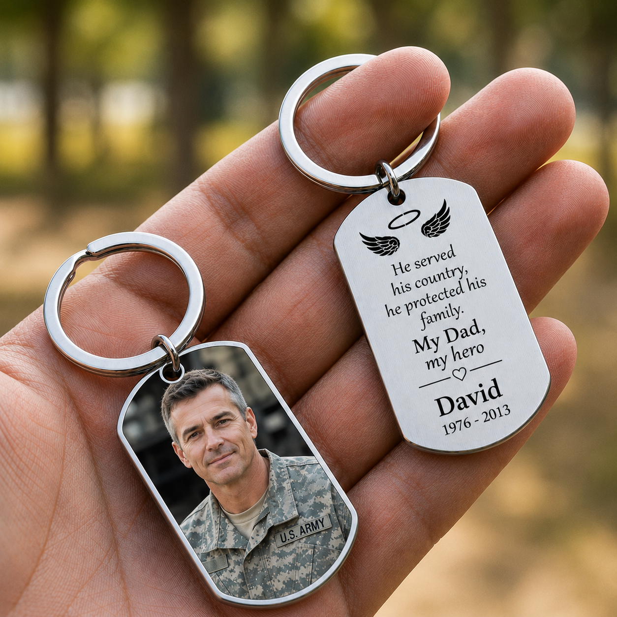 Personalized Soldier Memorial Keychain, Custom Photo Military Remembrance Keyring, A Soldier Never Truly Dies Sympathy Gift for Veteran Family