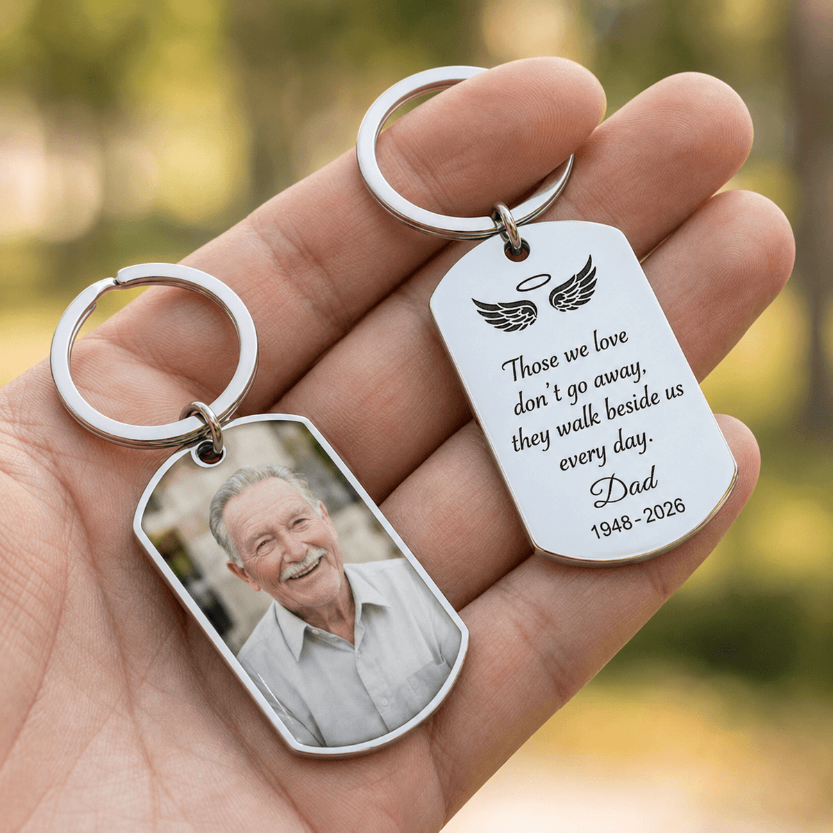 Personalized memorial keychain, custom photo remembrance keyring, In Loving Memory of Dad and Mom