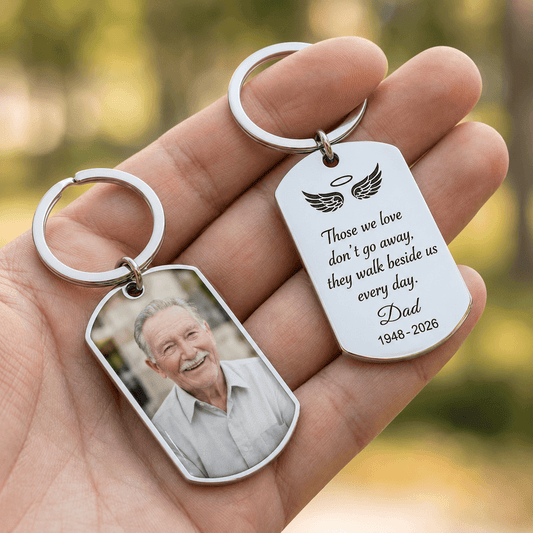 Personalized memorial keychain, custom photo remembrance keyring, In Loving Memory of Dad and Mom
