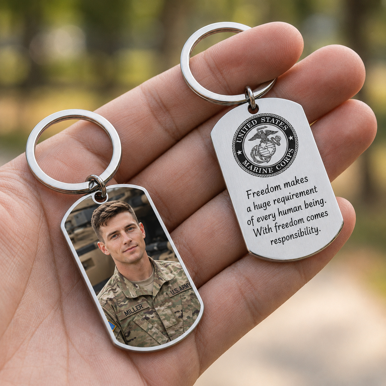 Personalized Soldier Memorial Keychain, Custom Photo Military Remembrance Keyring, A Soldier Never Truly Dies Sympathy Gift for Veteran Family
