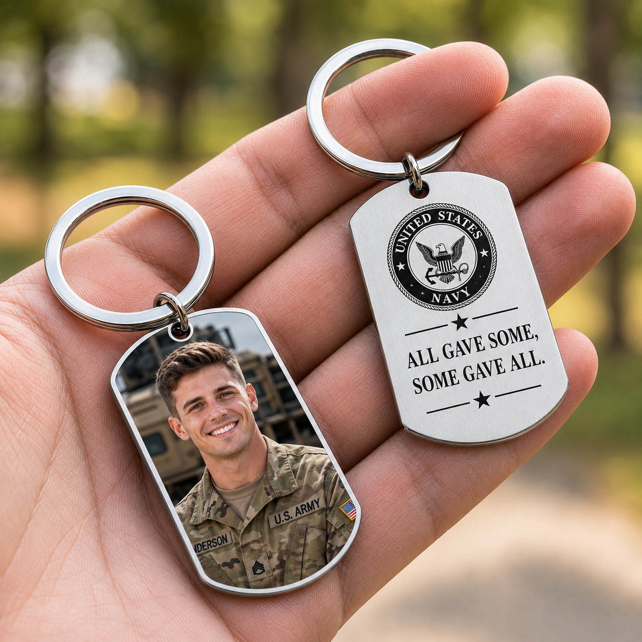 Personalized Soldier Memorial Keychain, Custom Photo Military Remembrance Keyring, A Soldier Never Truly Dies Sympathy Gift for Veteran Family