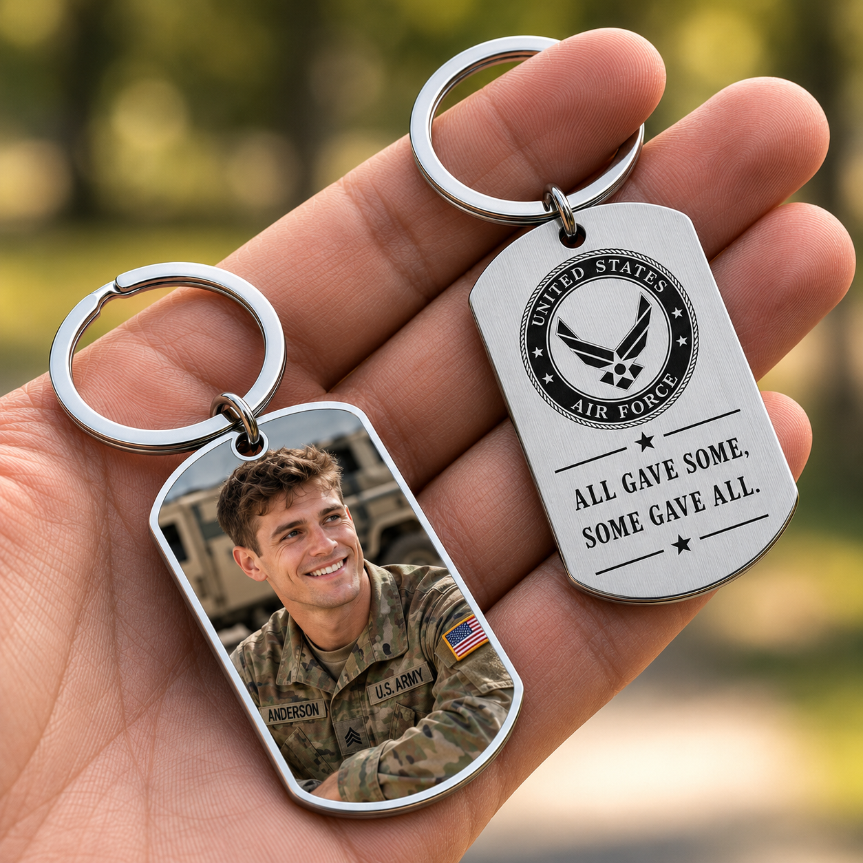 Personalized Soldier Memorial Keychain, Custom Photo Military Remembrance Keyring, A Soldier Never Truly Dies Sympathy Gift for Veteran Family