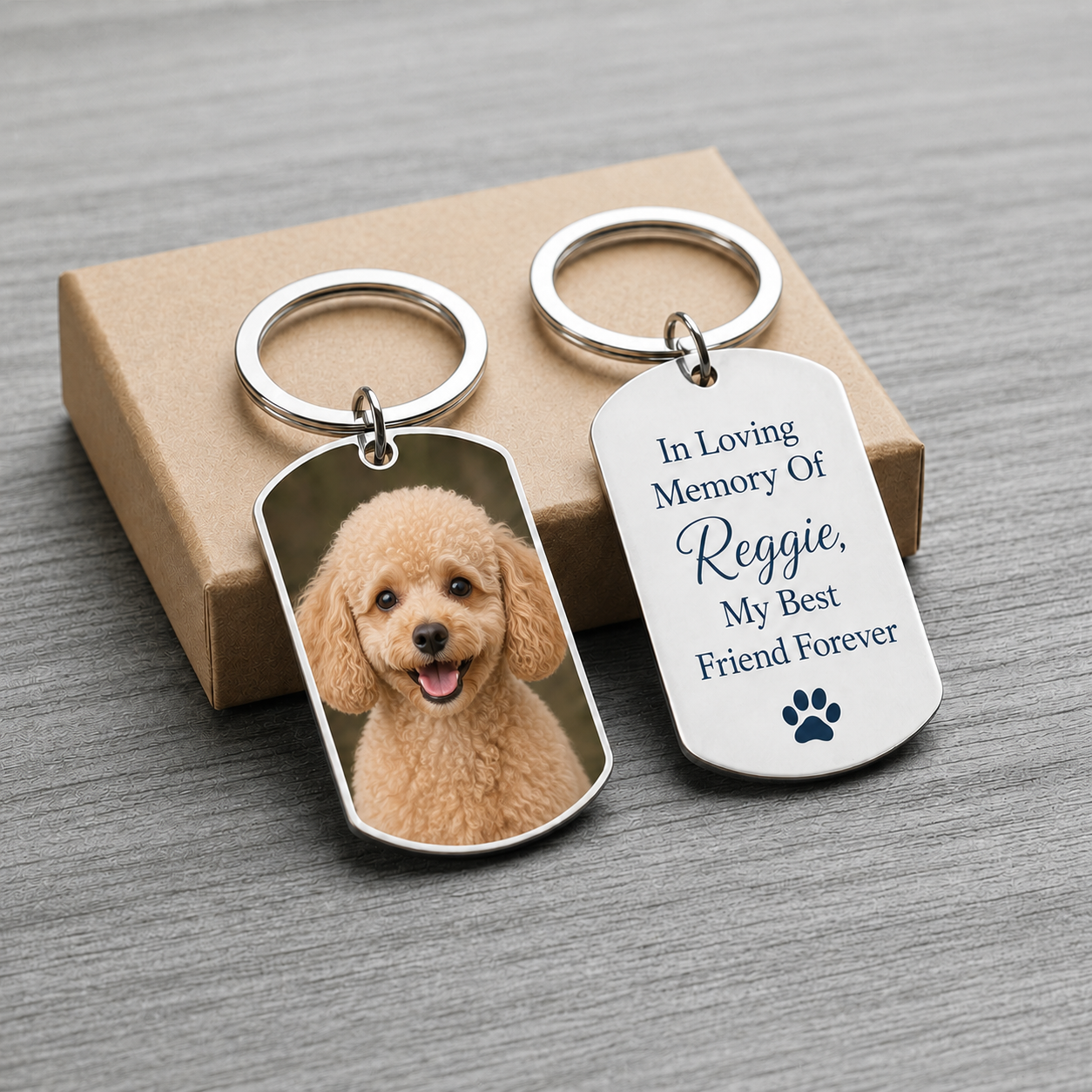 Personalized Pet Photo Keychain, Custom Dog Cat Memorial Keyring, Side By Side Or Miles Apart Gift for Pet Lovers