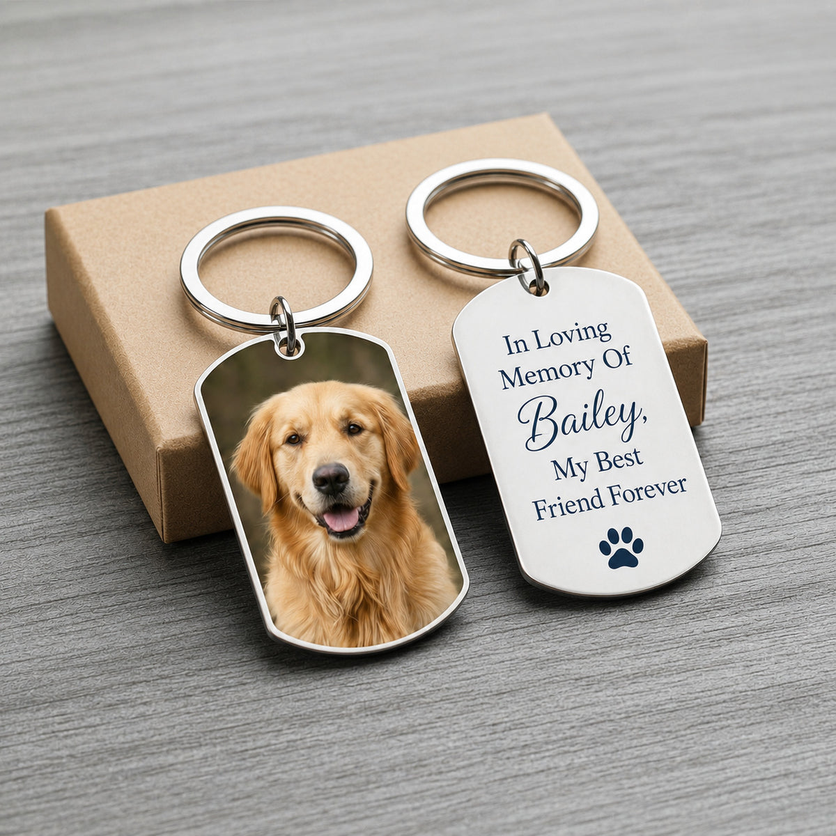 Personalized pet photo keychain, custom dog and cat portrait, stainless steel memorial keyring - photo 3