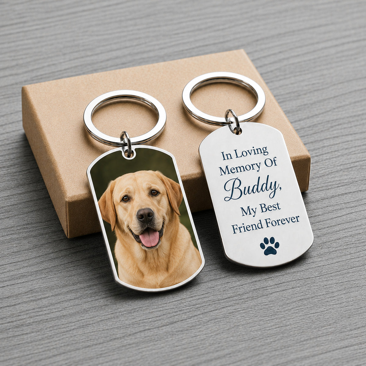 Personalized pet photo keychain, custom dog and cat portrait, stainless steel memorial keyring - photo 9