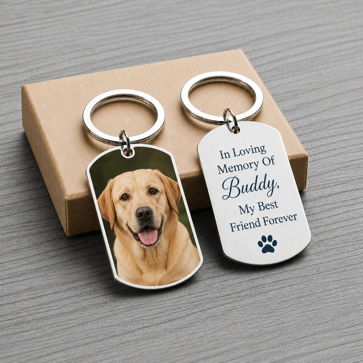 Personalized Pet Photo Keychain, Custom Dog Cat Memorial Keyring, Side By Side Or Miles Apart Gift for Pet Lovers