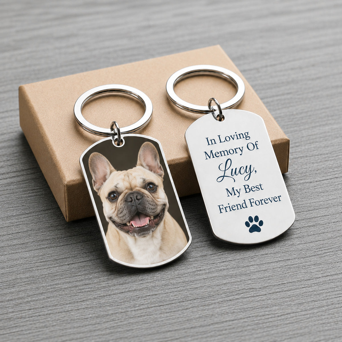 Personalized pet photo keychain, custom dog and cat portrait, stainless steel memorial keyring - photo 10