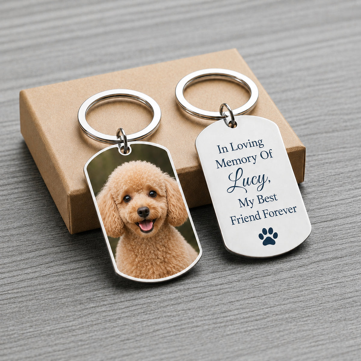 Personalized pet photo keychain, custom dog and cat portrait, stainless steel memorial keyring - photo 11