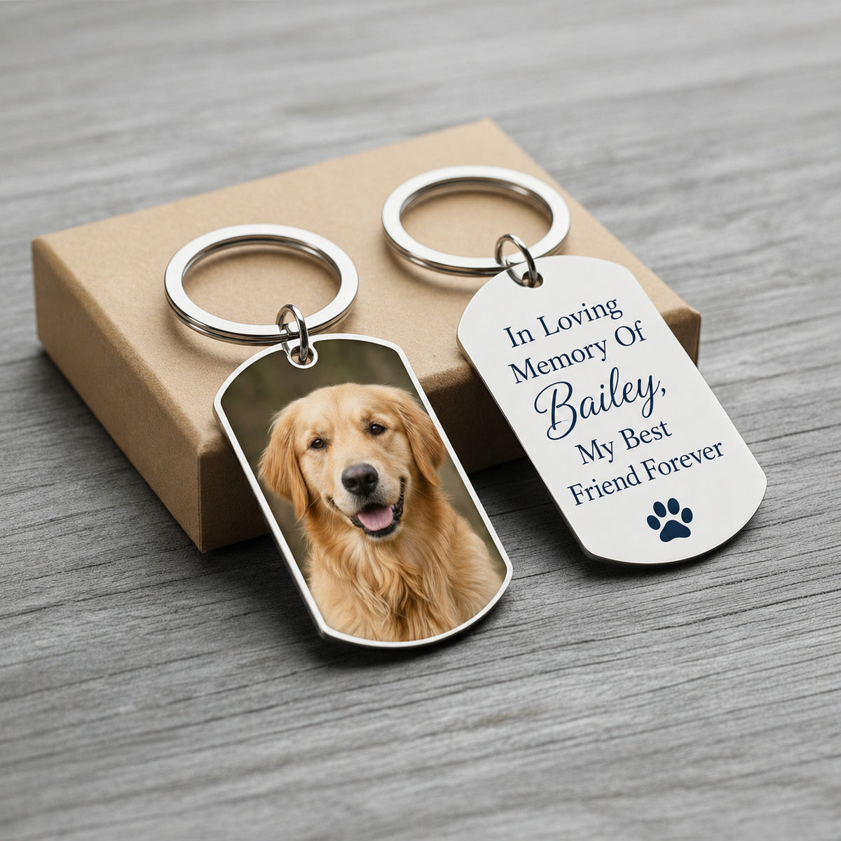 Personalized pet photo keychain, custom dog and cat portrait, stainless steel memorial keyring - photo 12