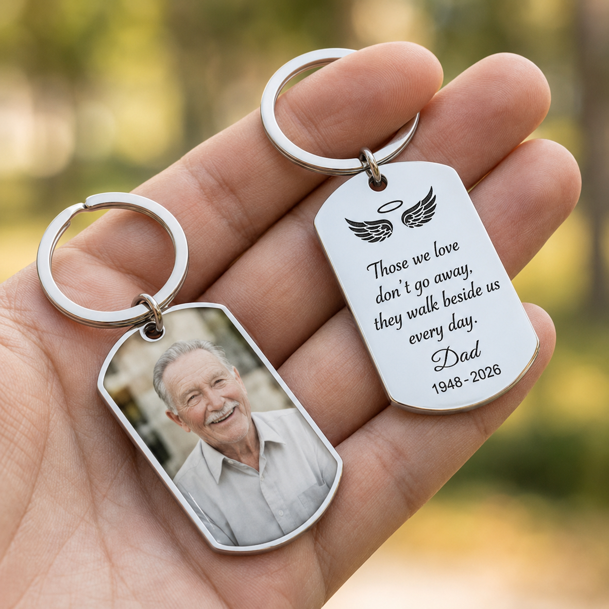 Personalized Memorial Keychain, Custom Photo Remembrance Keyring, Those We Love Don't Go Away Sympathy Gift, In Loving Memory of Dad Mom