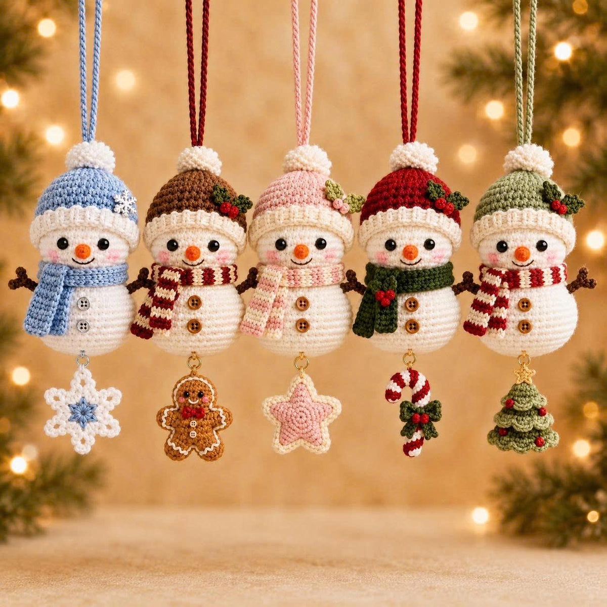 Crochet Snowman Ornament, Christmas Car Hanging Ornament, Snowman Christmas Tree Decor, Handmade Xmas Ornament, Christmas Gift