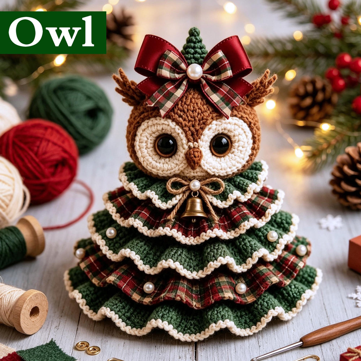 Handmade Amigurumi Christmas Tree Ornament, Crochet Animal Christmas Tree